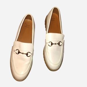 Pearl White Platform Chunk Loafers